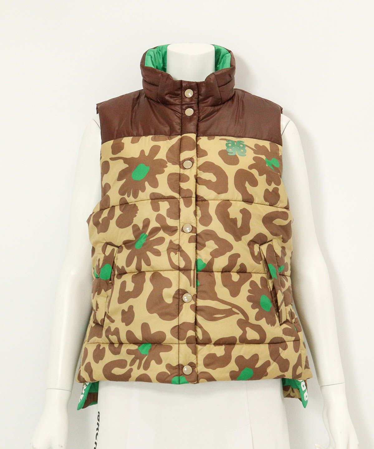 中綿サイドロゴベスト(レオパード)前