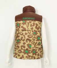 中綿サイドロゴベスト(レオパード)後ろ