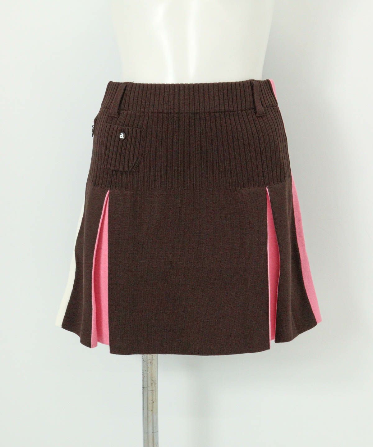 カラーライン配色ニットスカート(ブラウン)前