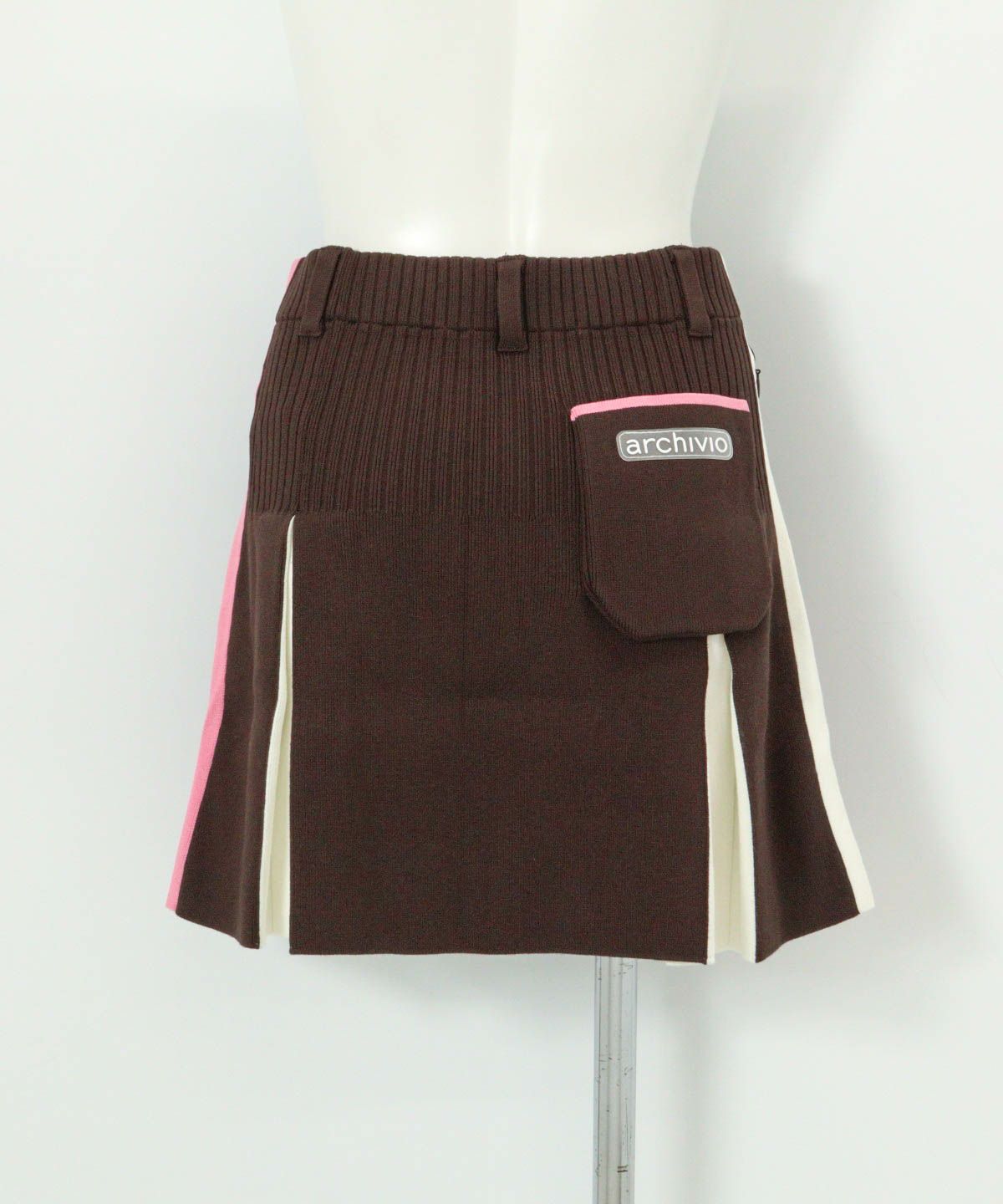 カラーライン配色ニットスカート(ブラウン)後ろ