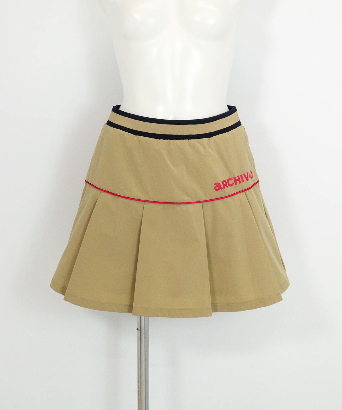 プリーツ切替撥水スカート(ベージュ)前