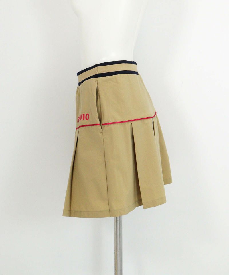 プリーツ切替撥水スカート(ベージュ)横