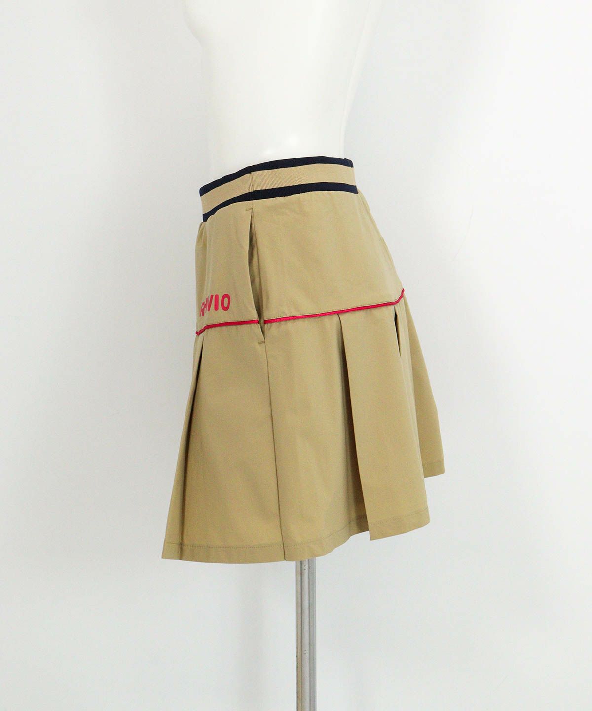 プリーツ切替撥水スカート(ベージュ)横