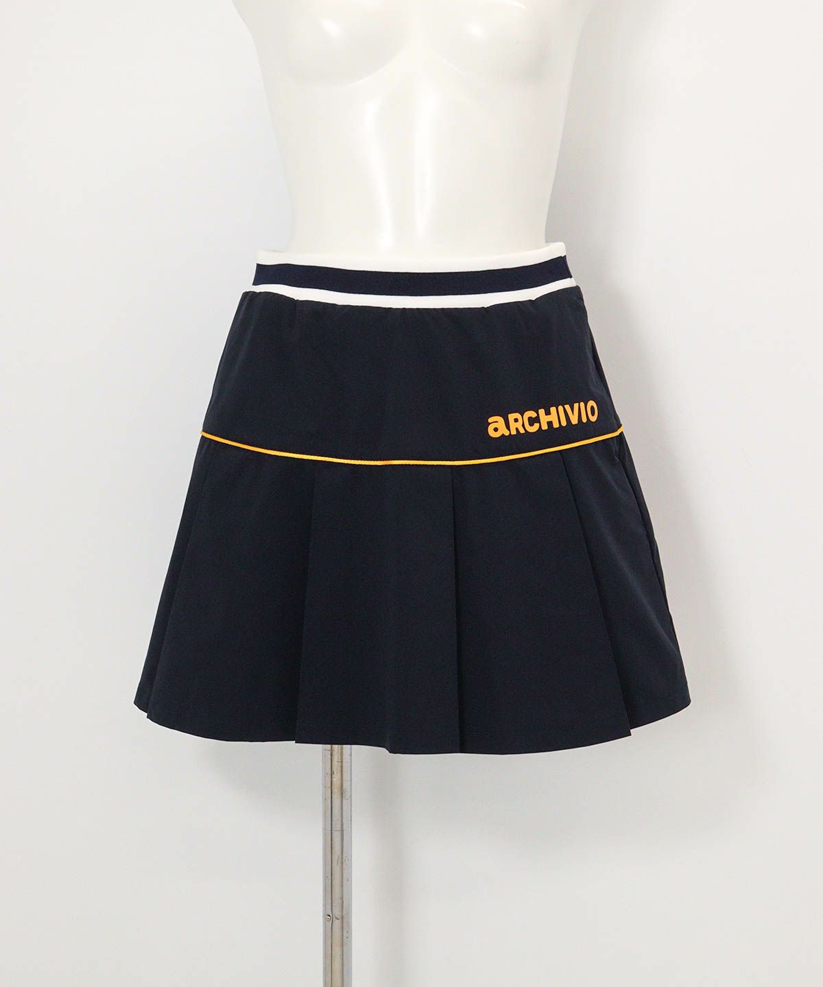プリーツ切替撥水スカート(ネイビー)前