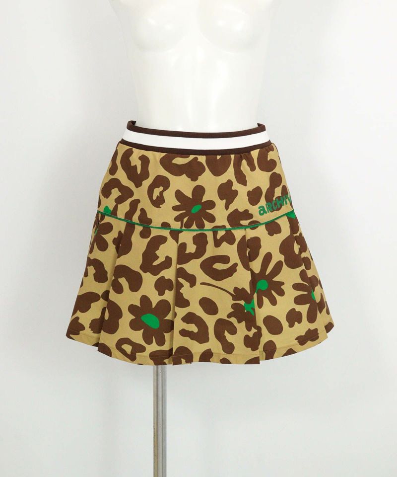 プリーツ切替撥水スカート(レオパード)前