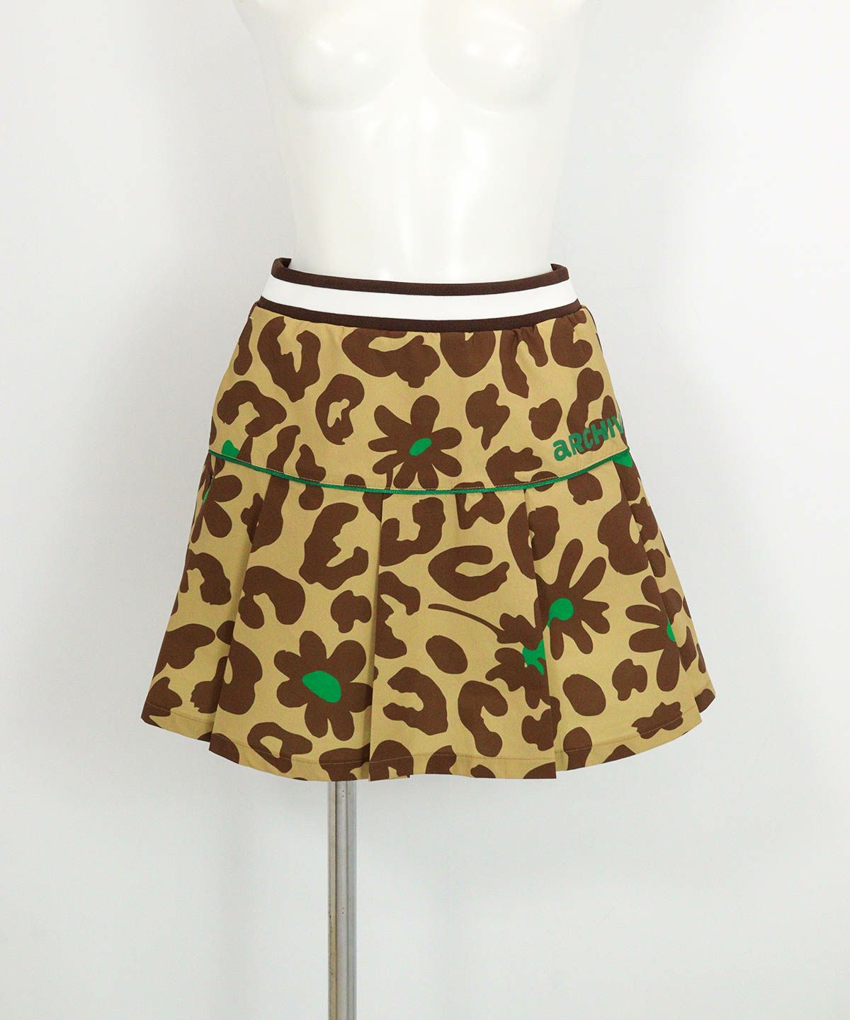 プリーツ切替撥水スカート(レオパード)前