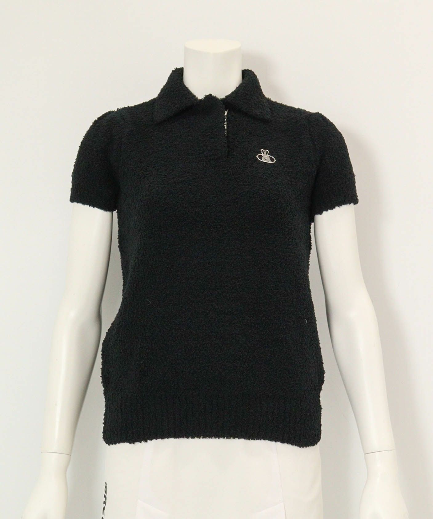 モールニット半袖プルオーバー(ブラック)