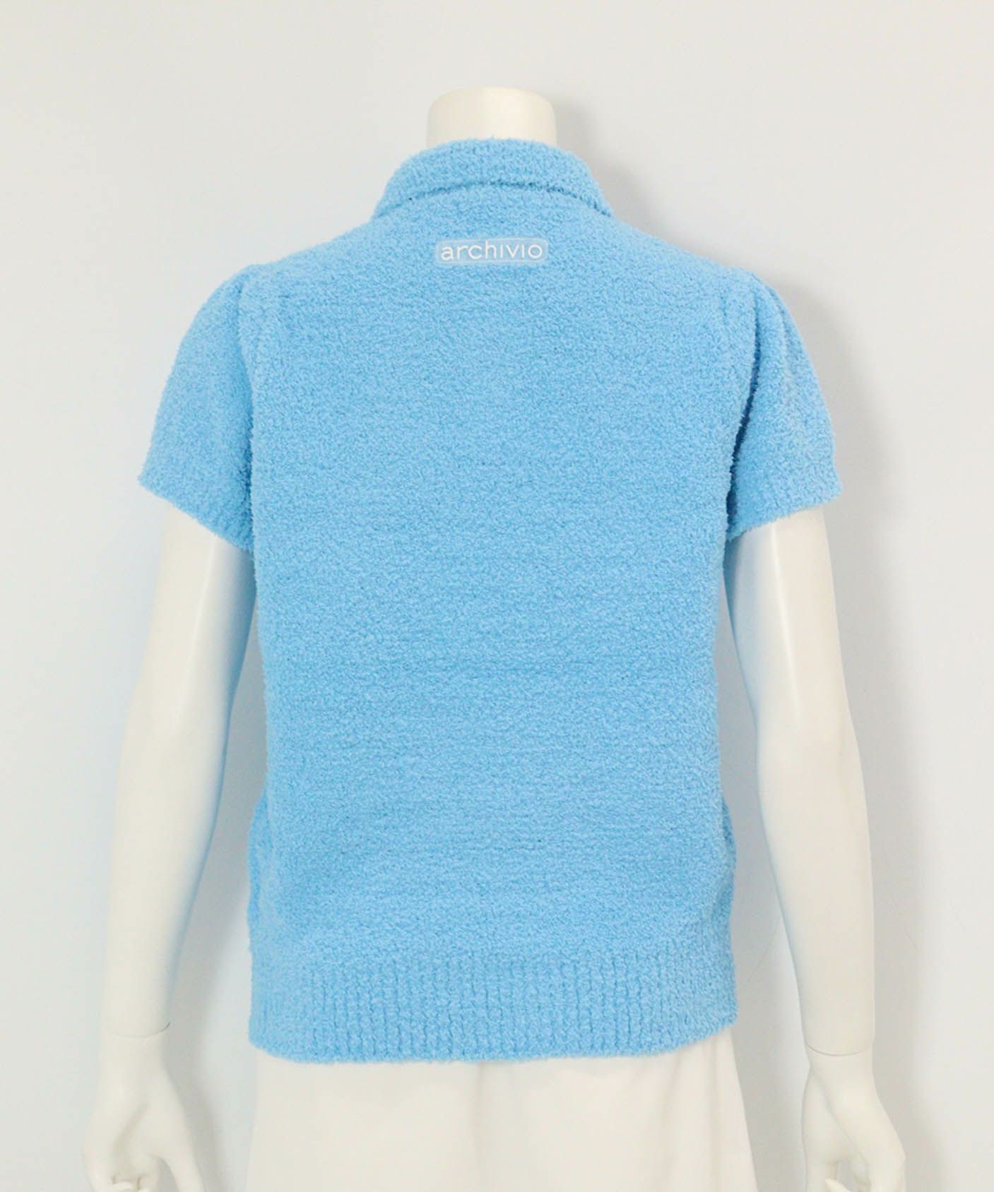 モールニット半袖プルオーバー(ライトブルー)後ろ