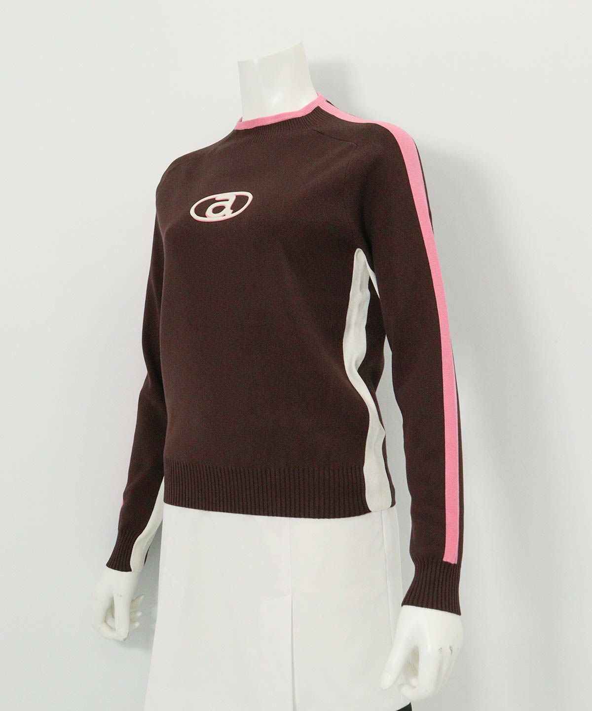 カラーライン配色ニット(ブラウン)斜め