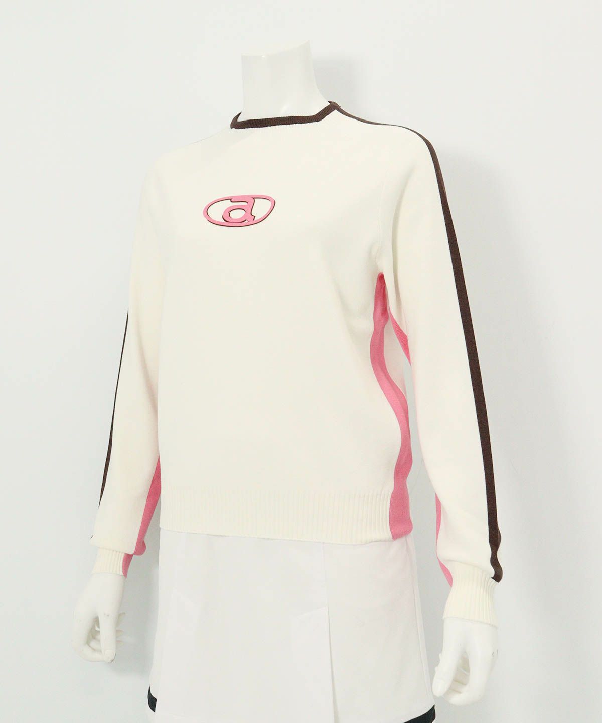 カラーライン配色ニット(ホワイト)斜め