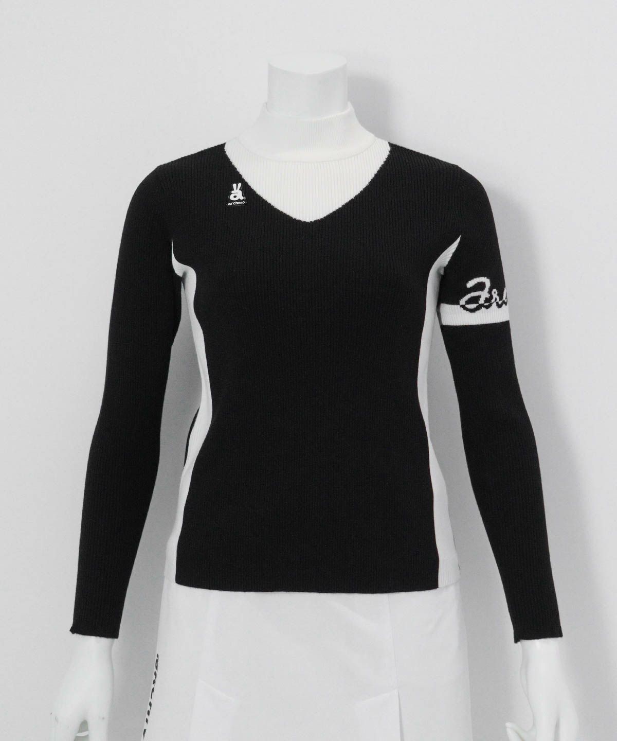 サイドライン配色リブニット （ブラック）