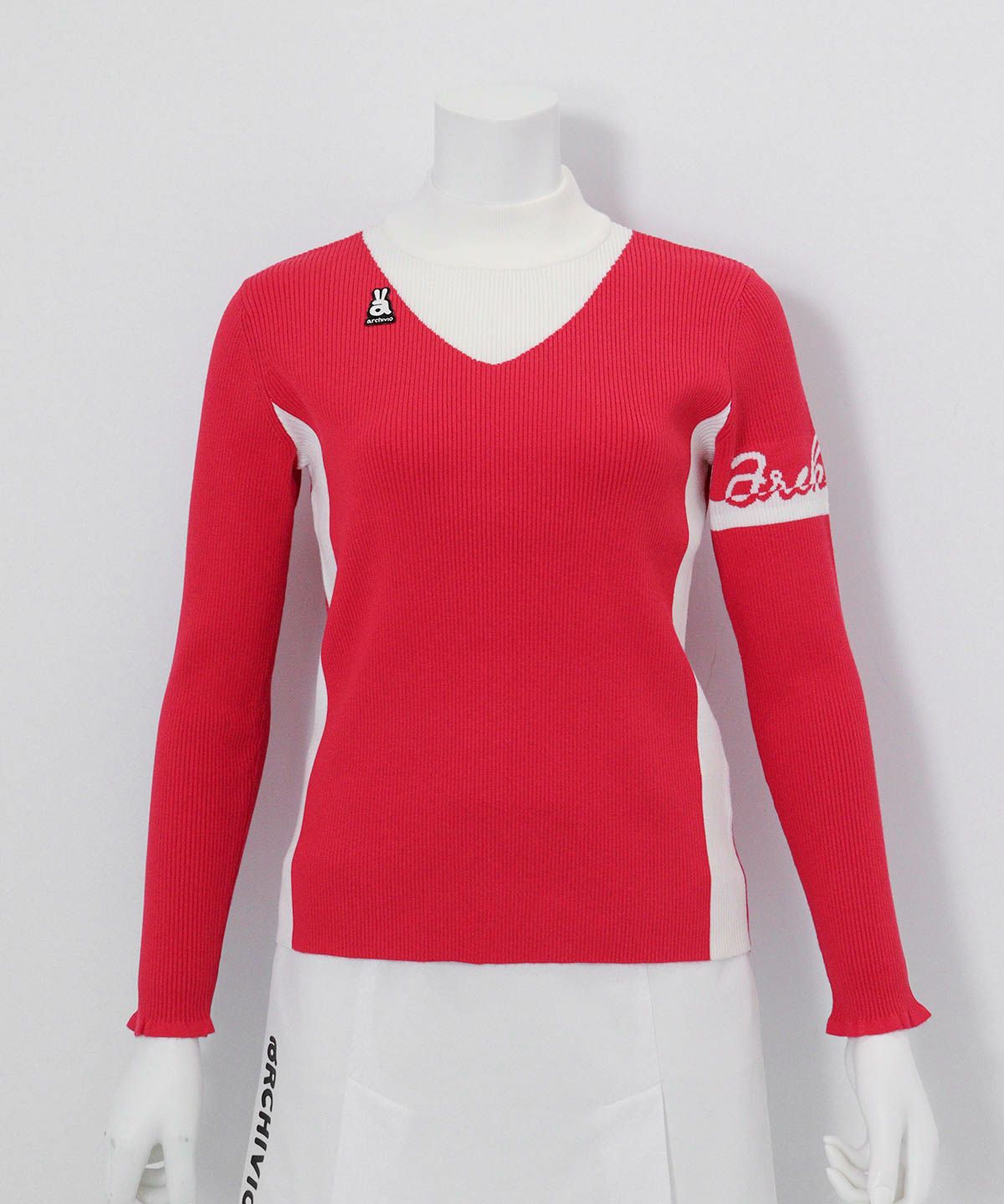 サイドライン配色リブニット （レッド）