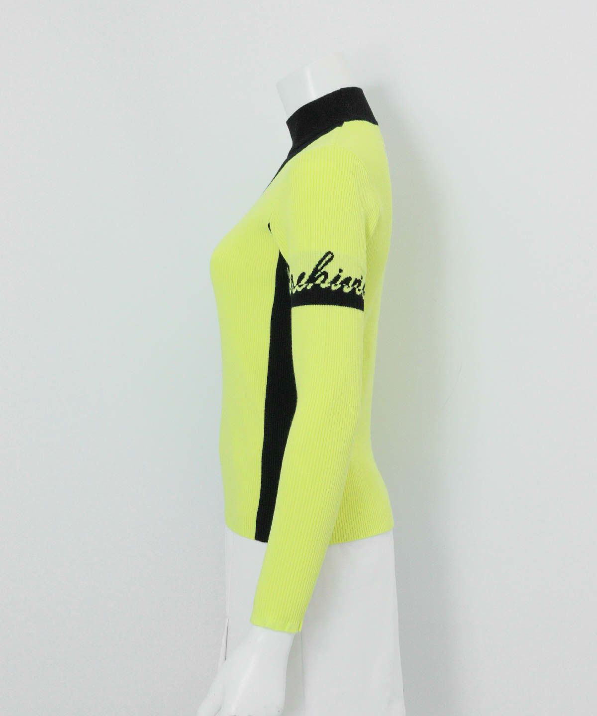 サイドライン配色リブニット 横（イエロー）