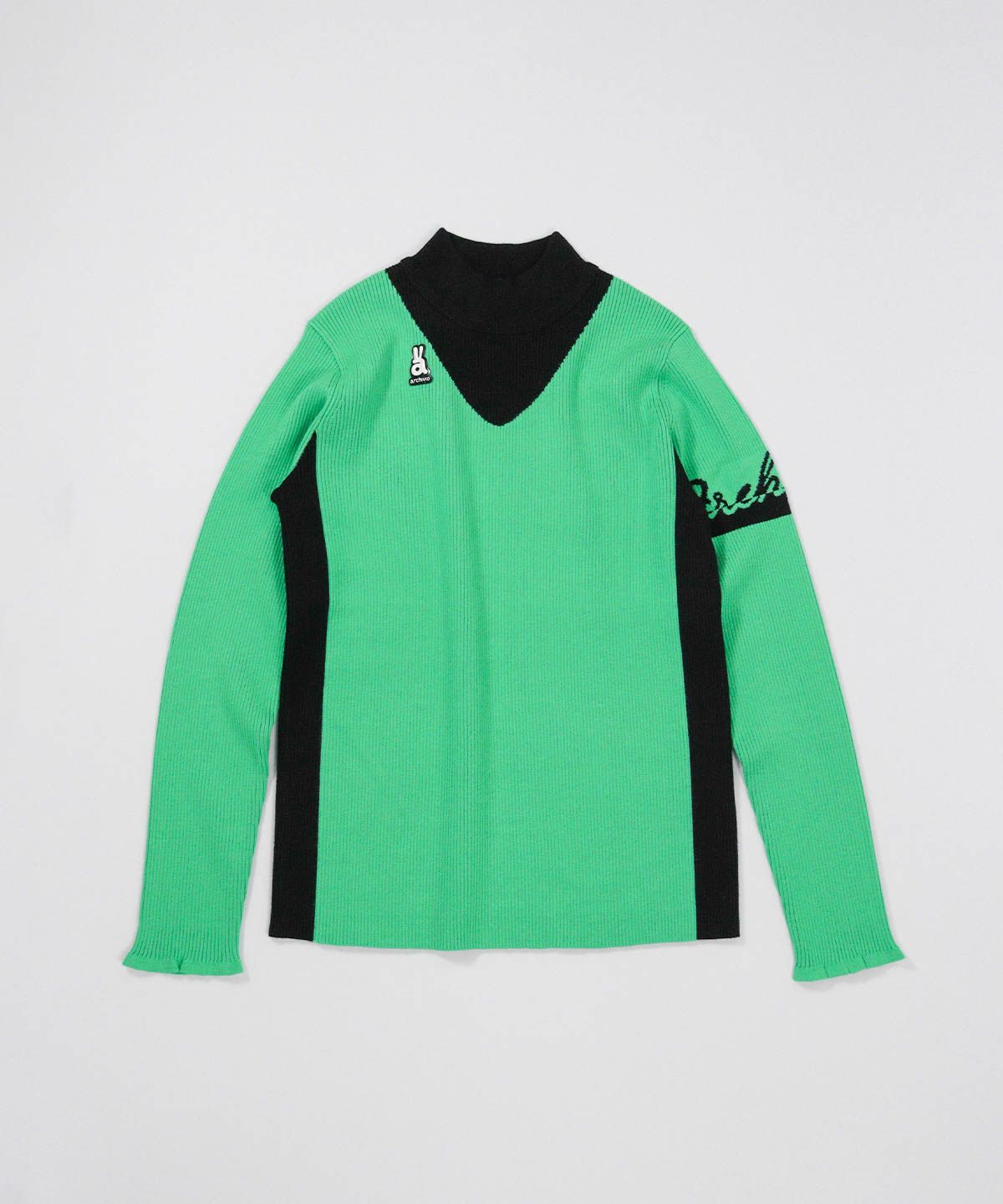 サイドライン配色リブニット （グリーン）