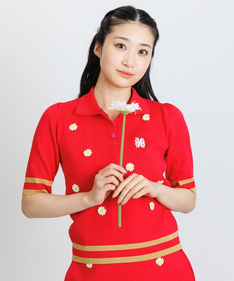 アルチビオ☆ポロシャツ☆スカート(新品)☆セット ☆38☆М☆ブラック☆イエロー マーガレットニットポロシャツ|アルチビオ - ゴルフウェアや婦人服通販