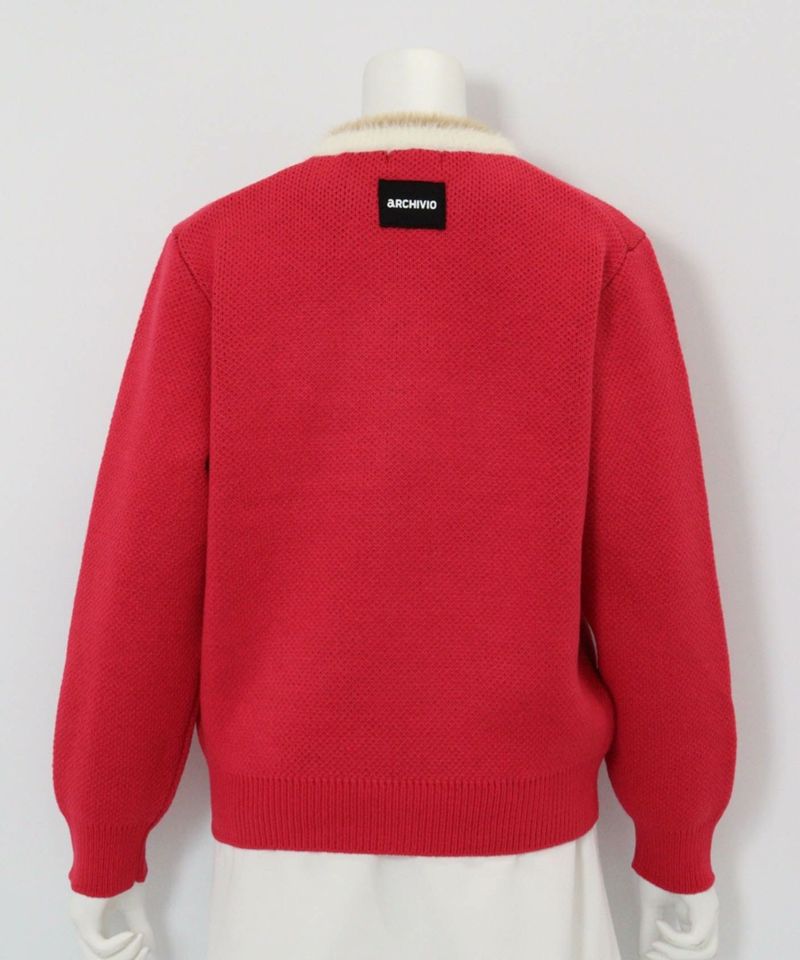 黒ヒョウジャガードニット(レッド)後ろ