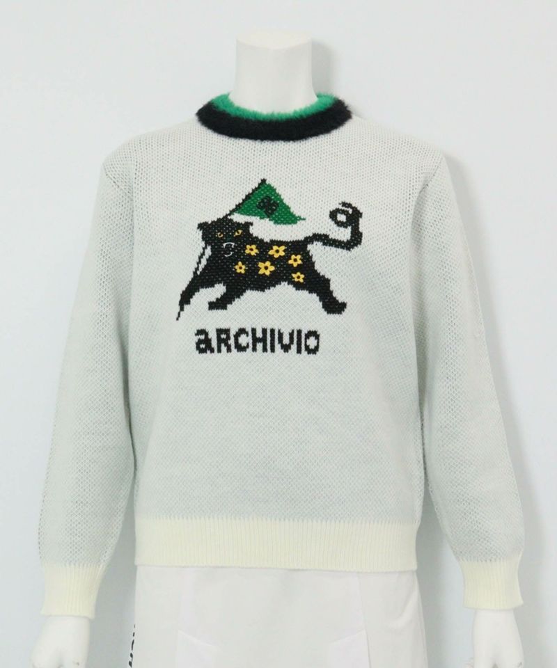 黒ヒョウジャガードニット(ホワイト)前