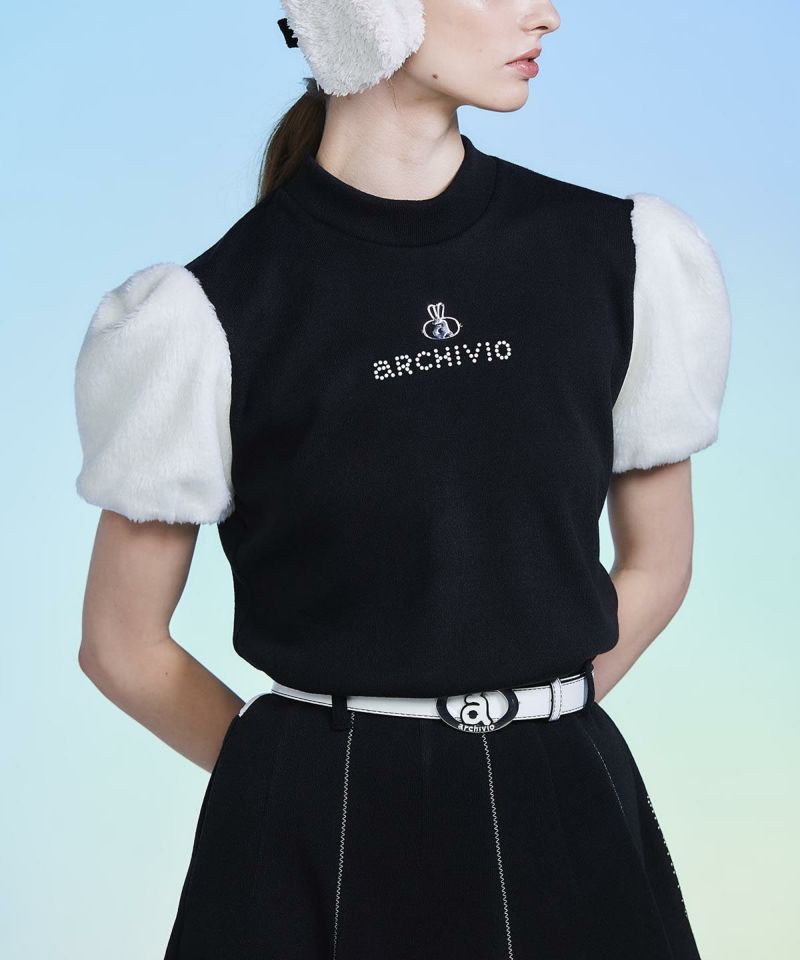袖ファー切替半袖ニットソー|アルチビオ - ゴルフウェアや婦人服通販