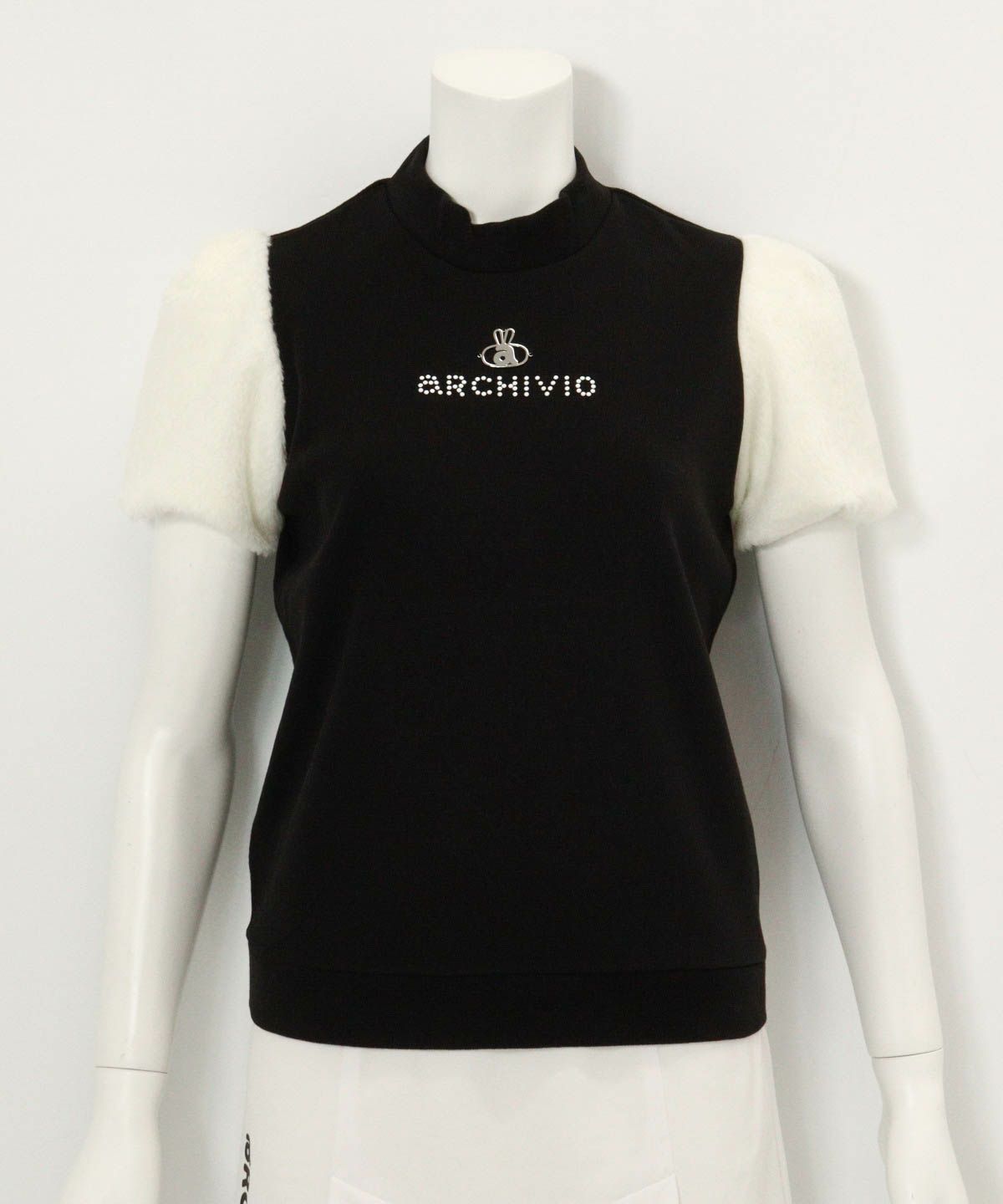 袖ファー切替プルオーバー(ブラック)前