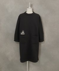 キルトポケット七分袖ワンピース(ブラック)前