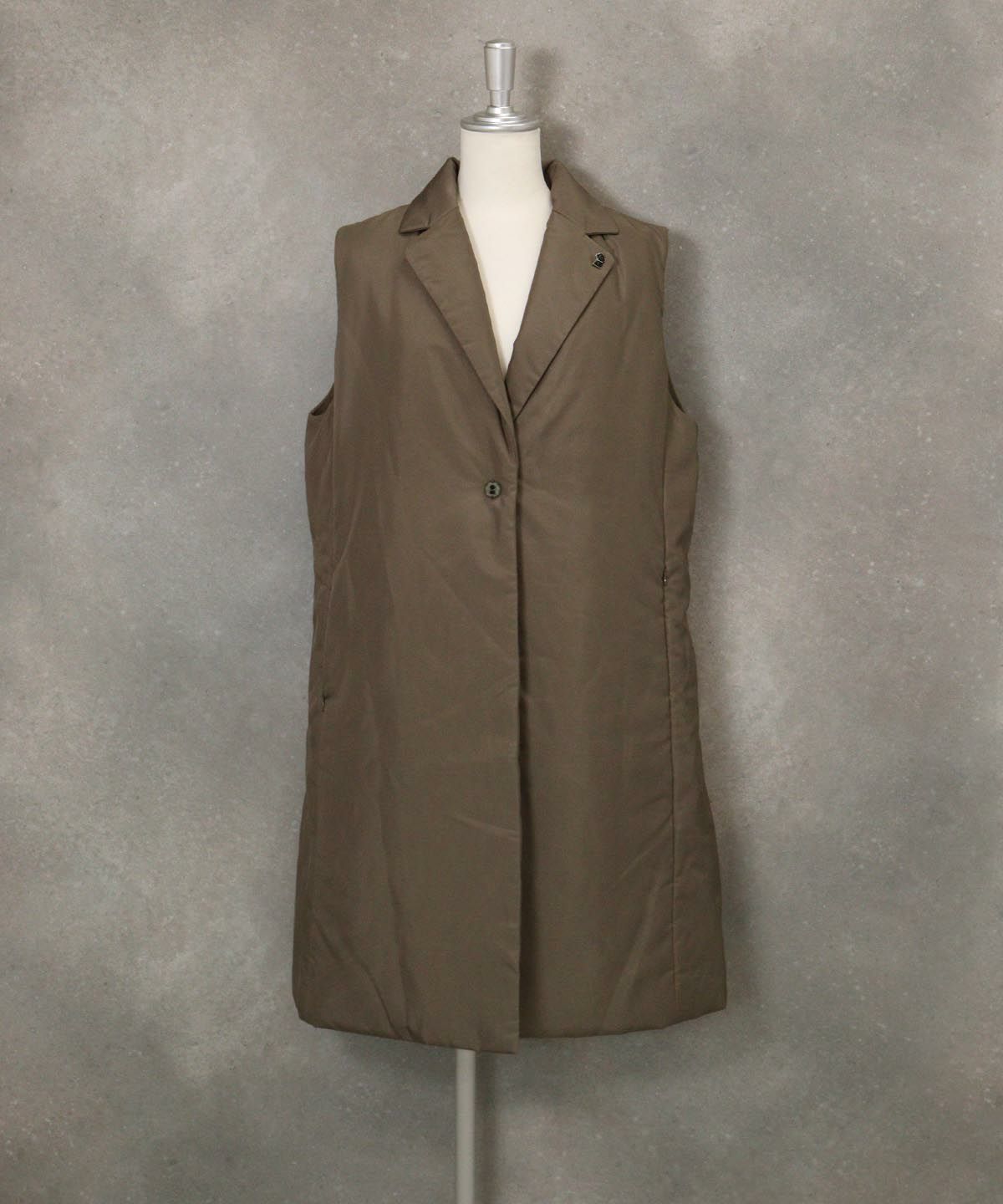 撥水中綿テーラードベスト（カーキ）