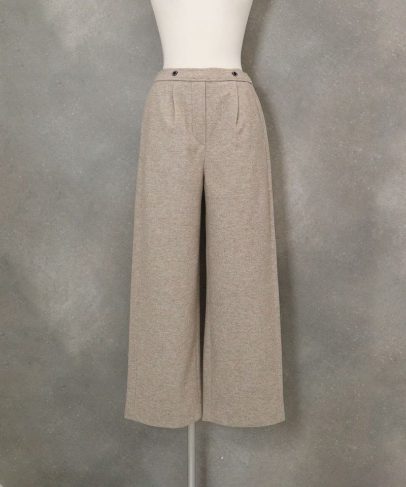 ウールライク保温ワイドパンツ（キャメル）