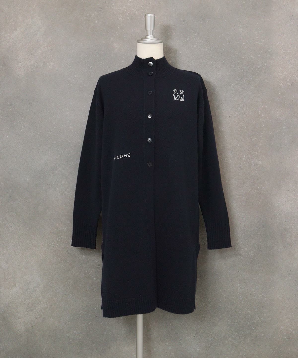 ウール100％ボタンニットカーディガン（ネイビー）