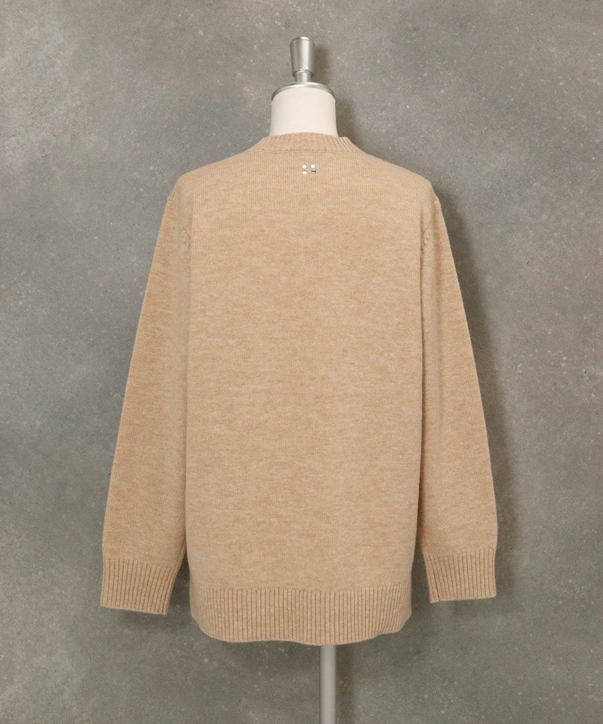 ウール100％BIGイラストニット後（ベージュ）