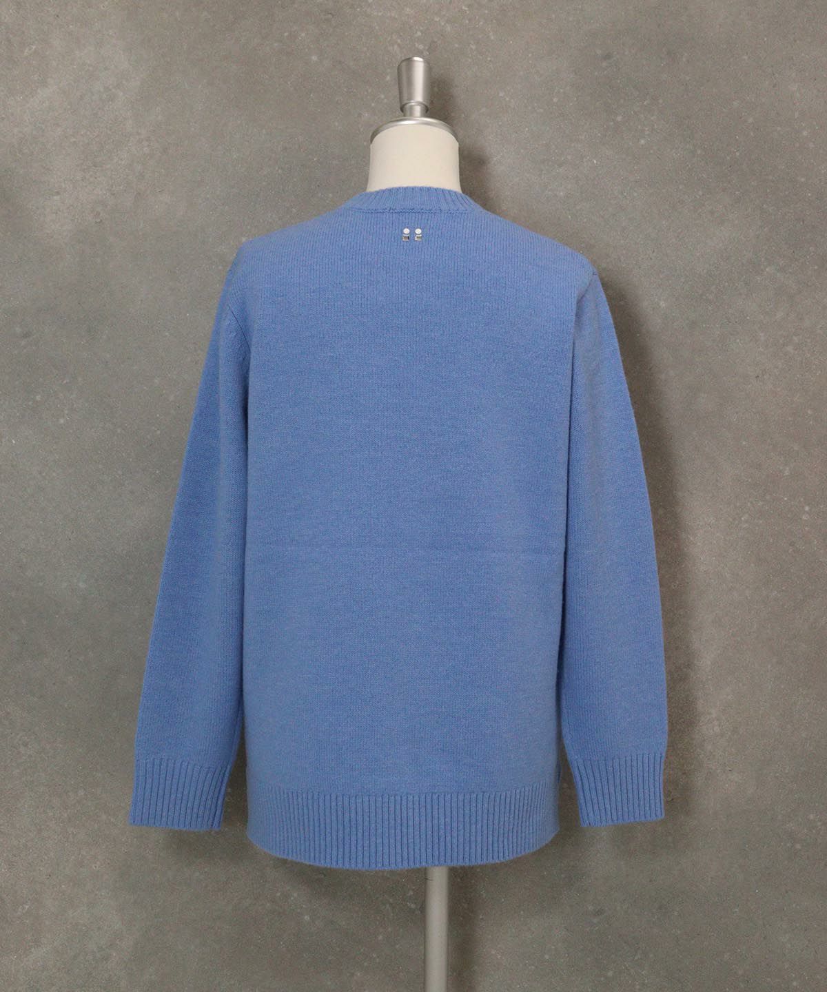ウール100％BIGイラストニット後（ブルー）