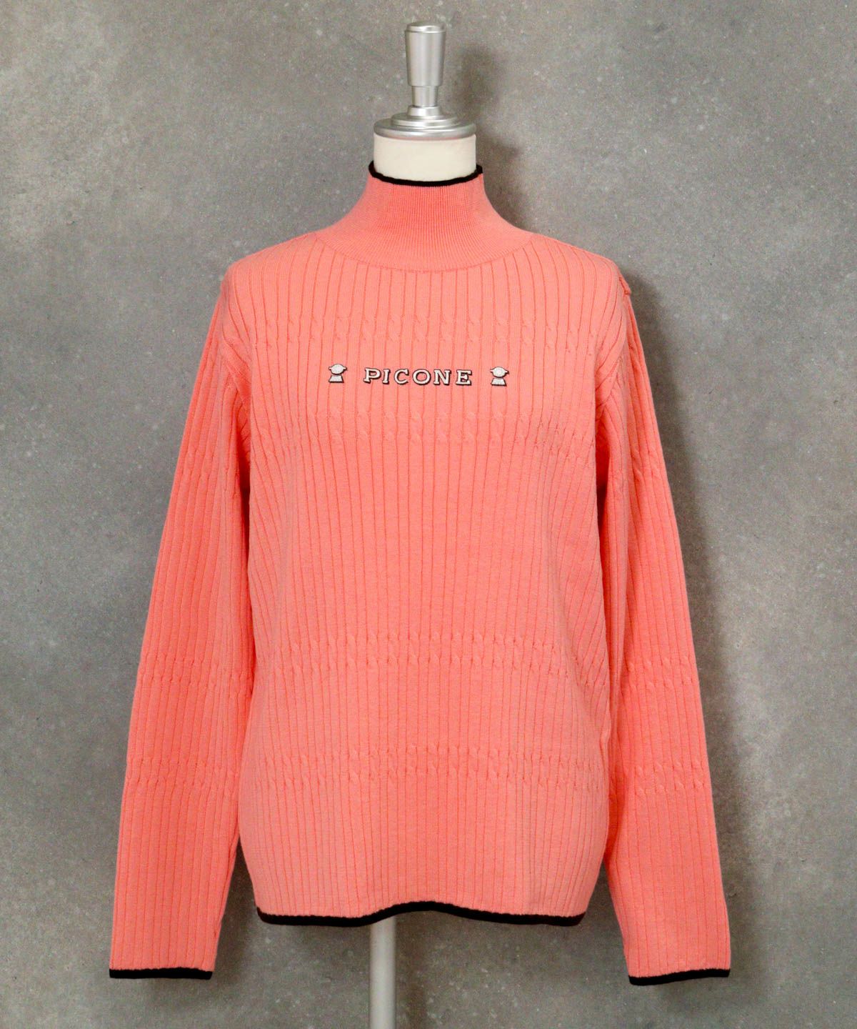 リブケーブルハイネックニット（オレンジ）