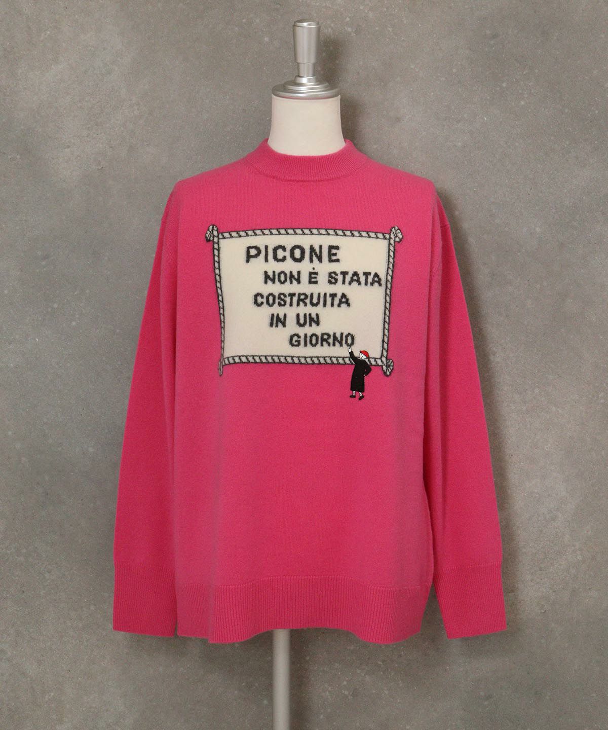 カシミヤ100％ジャガードイラストニット（ピンク）