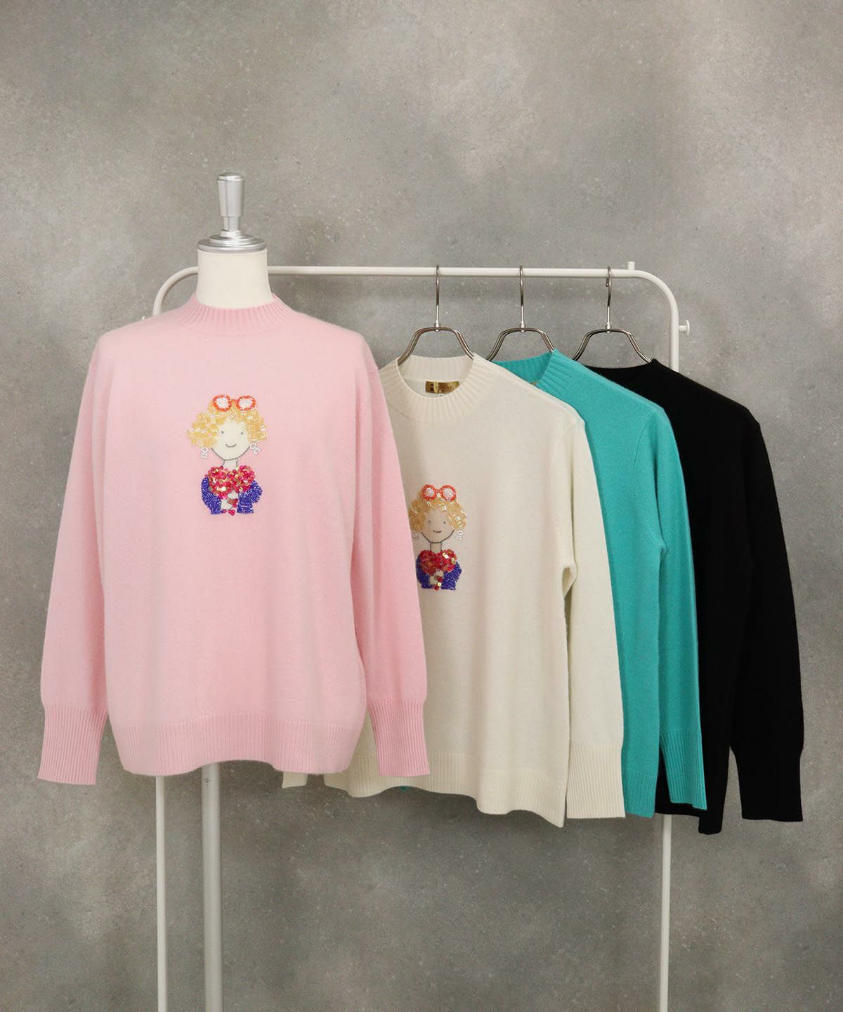 カシミヤ100％ビーズ刺繍ニット|スタジオピッコーネ - ゴルフウェアや