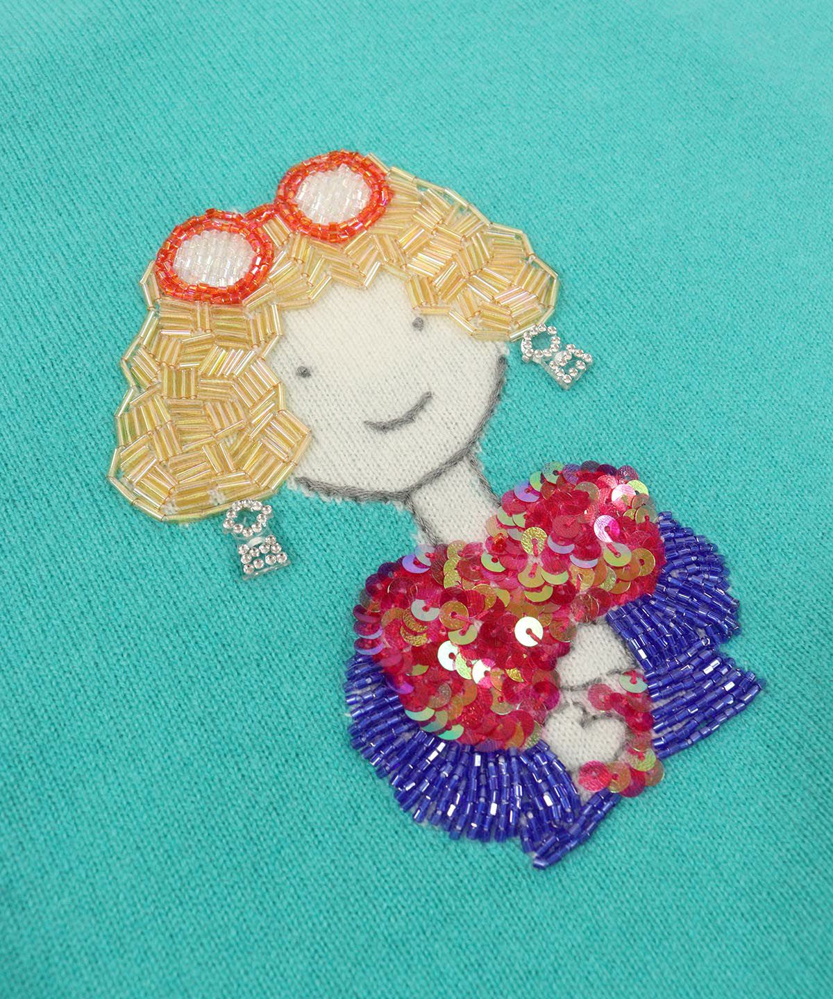 カシミヤ100％ビーズ刺繍ニット|スタジオピッコーネ - ゴルフウェアや