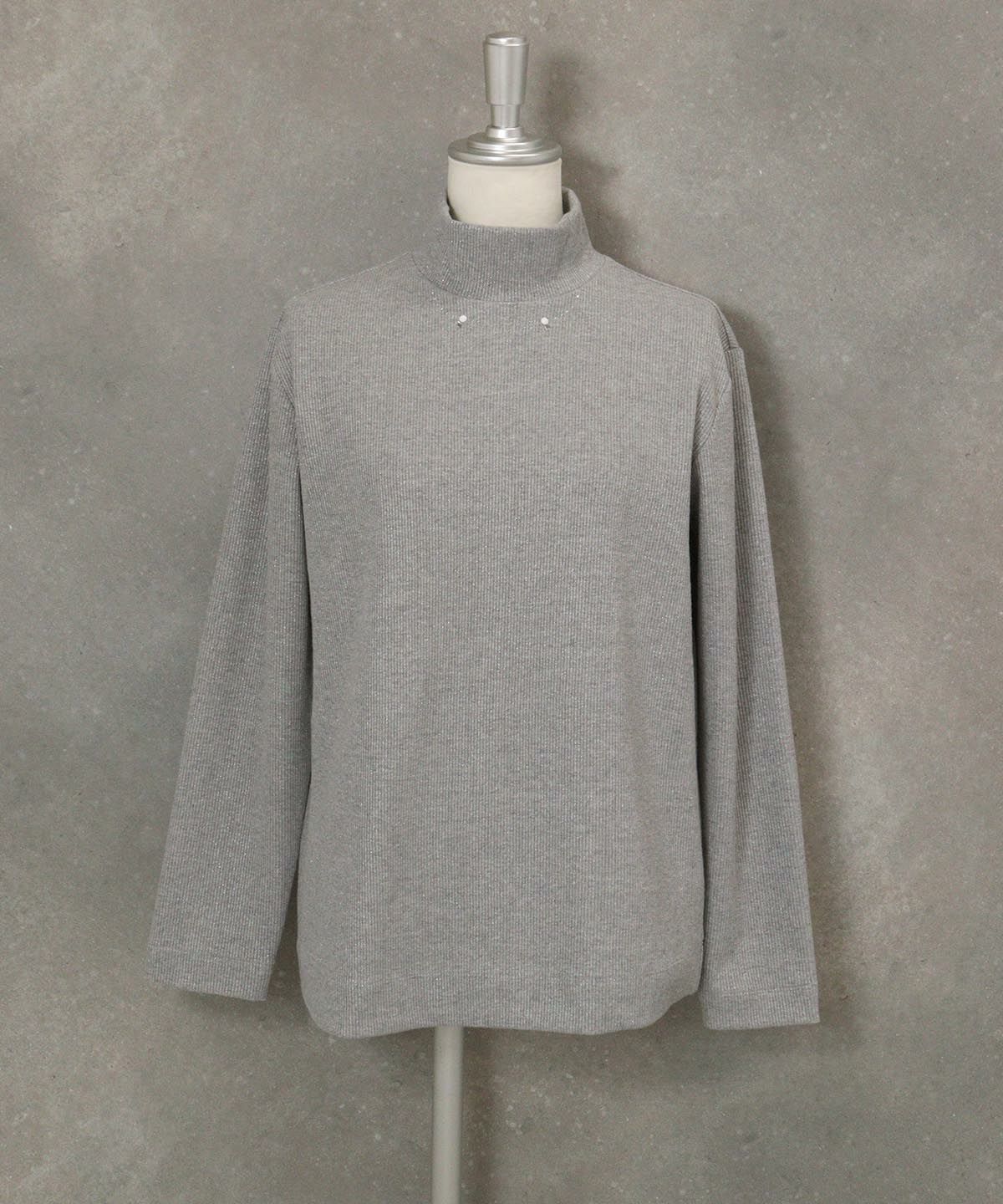 ラメリブハイネックニット（グレー）