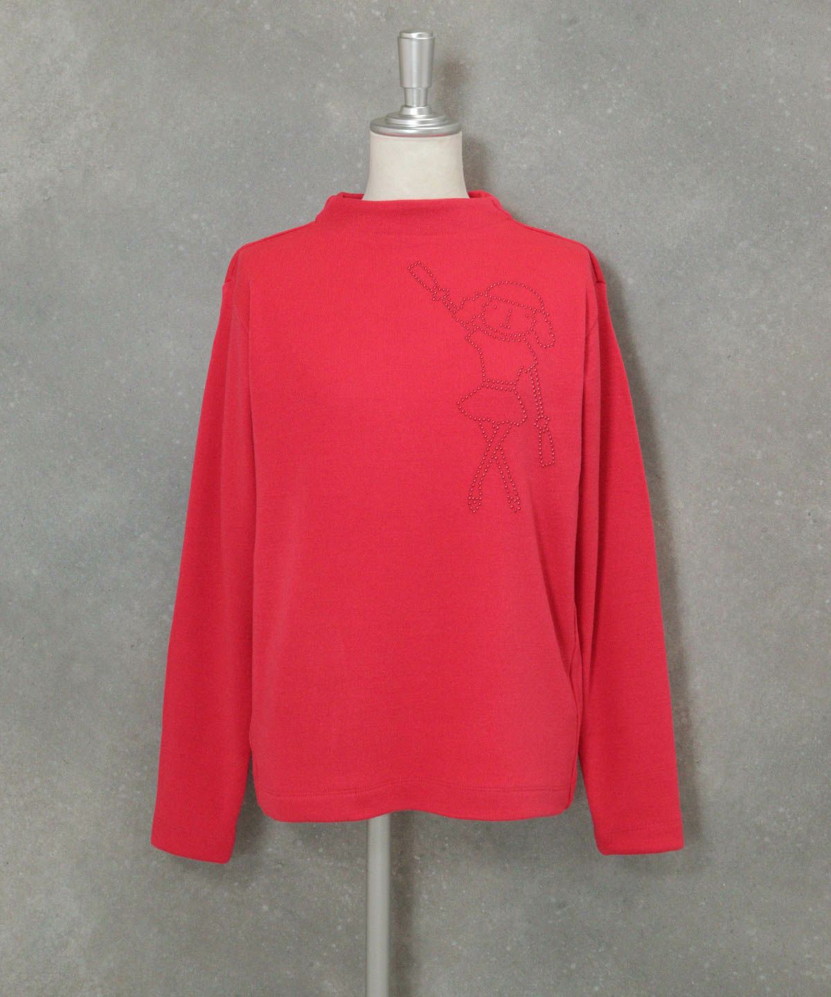 ドットイラストニットソー(コーラルピンク)前