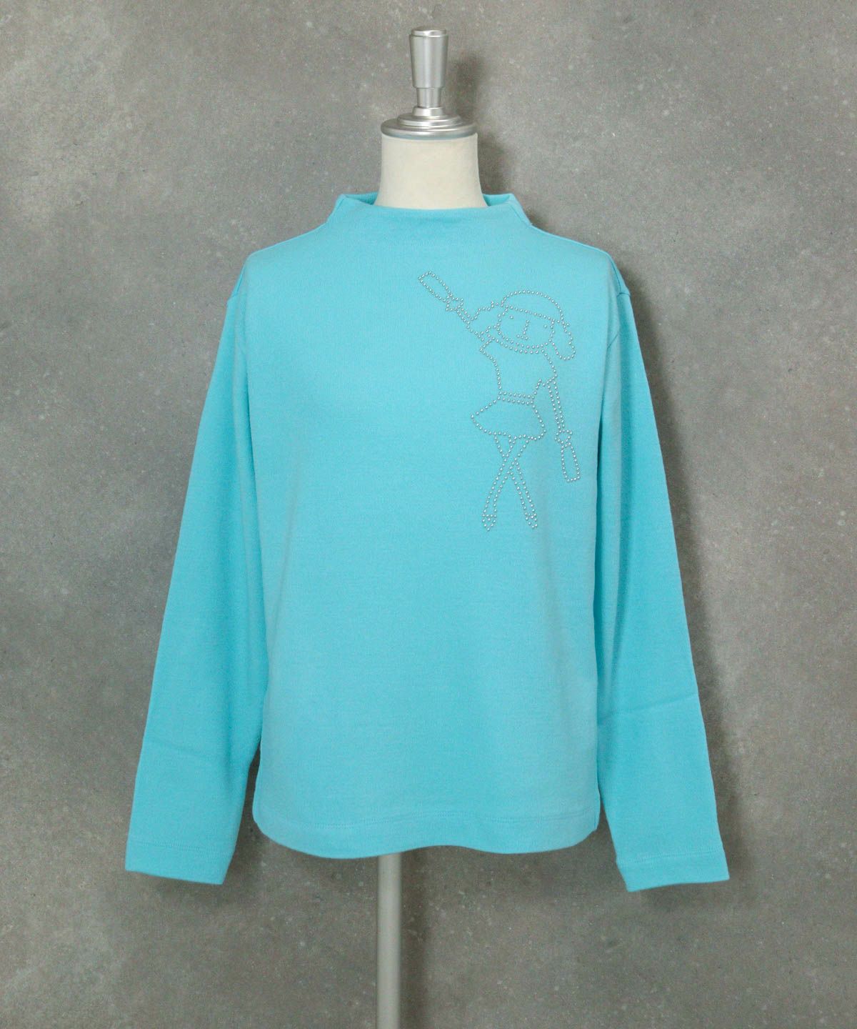 ドットイラストニットソー(ライトブルー)前