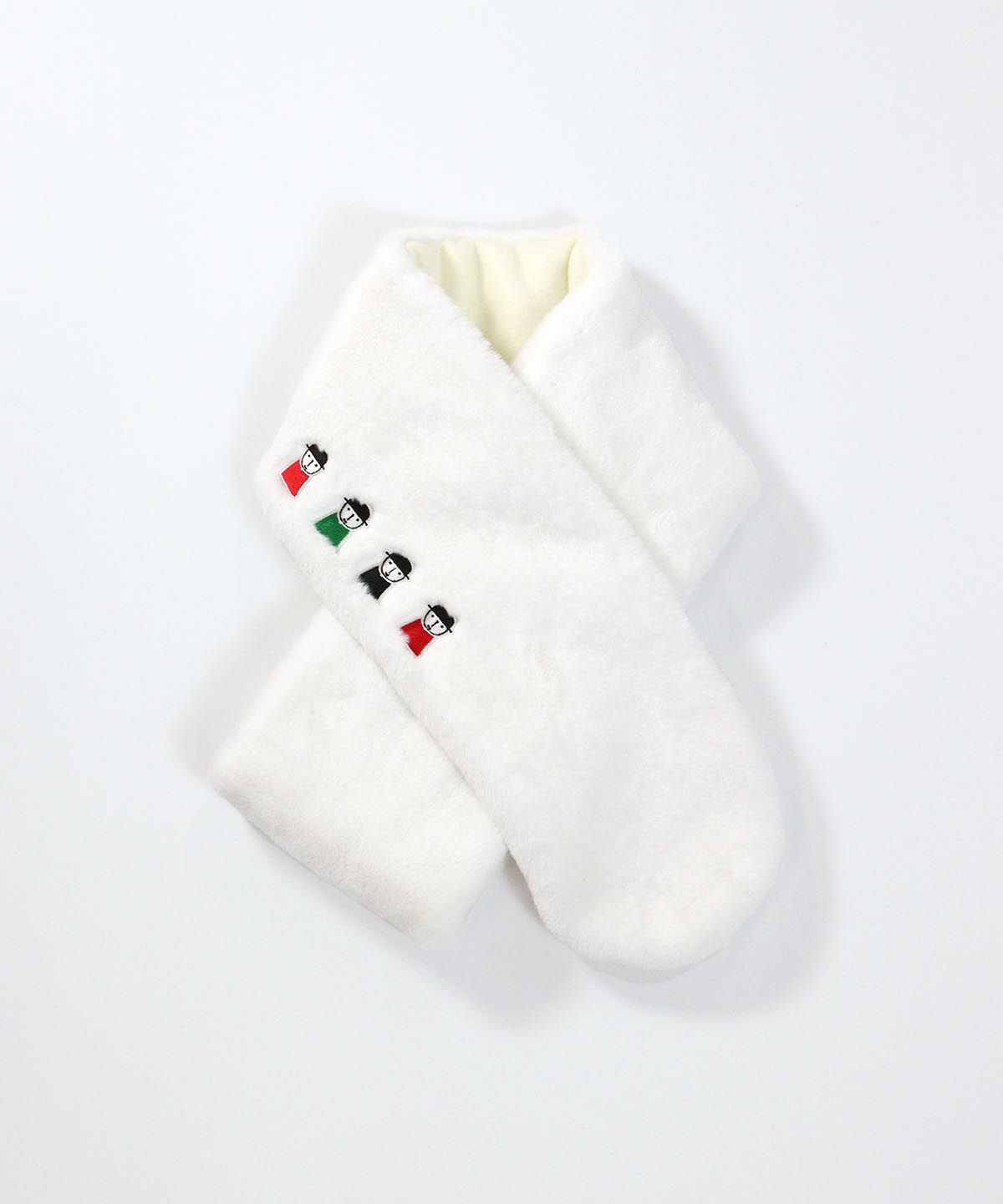ファー素材刺繍ネックウォーマー（ホワイト）