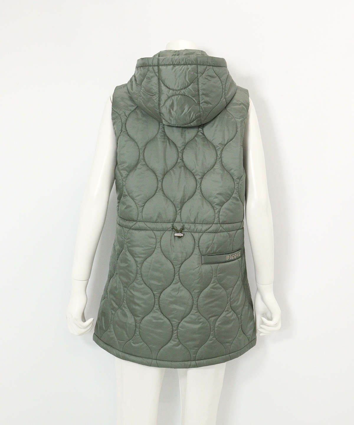 防風保温キルティング中綿ベスト(カーキ)後ろ