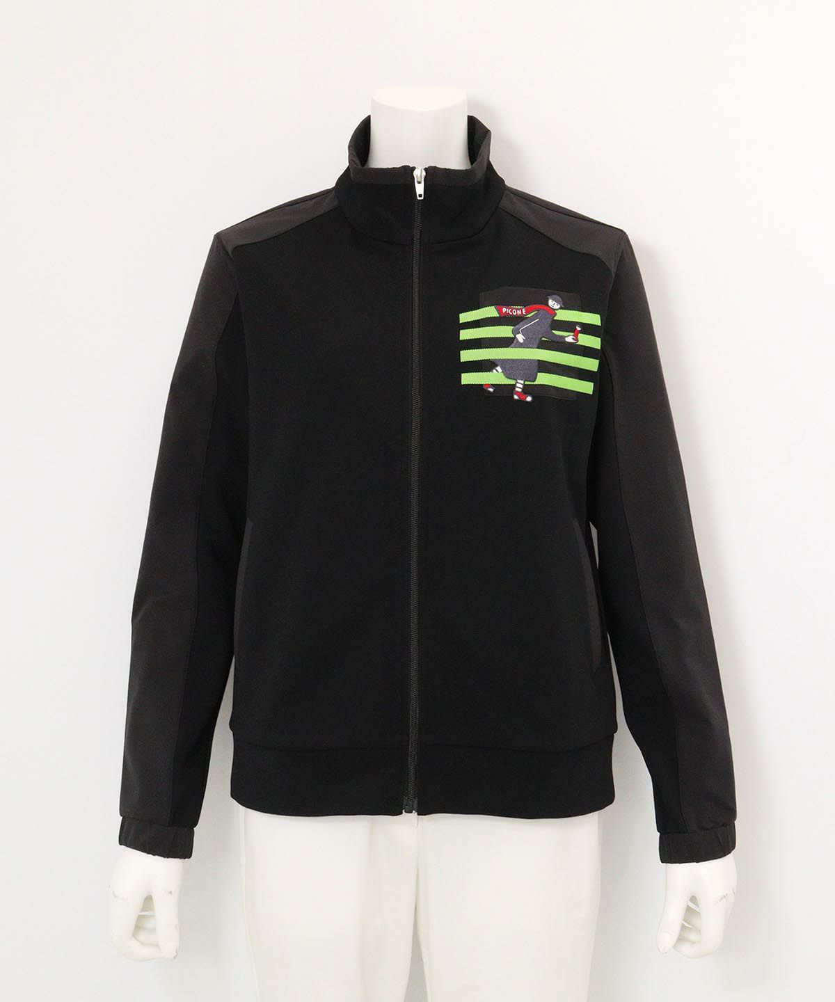 ジップアップスウェット切替ブルゾン（ブラック）