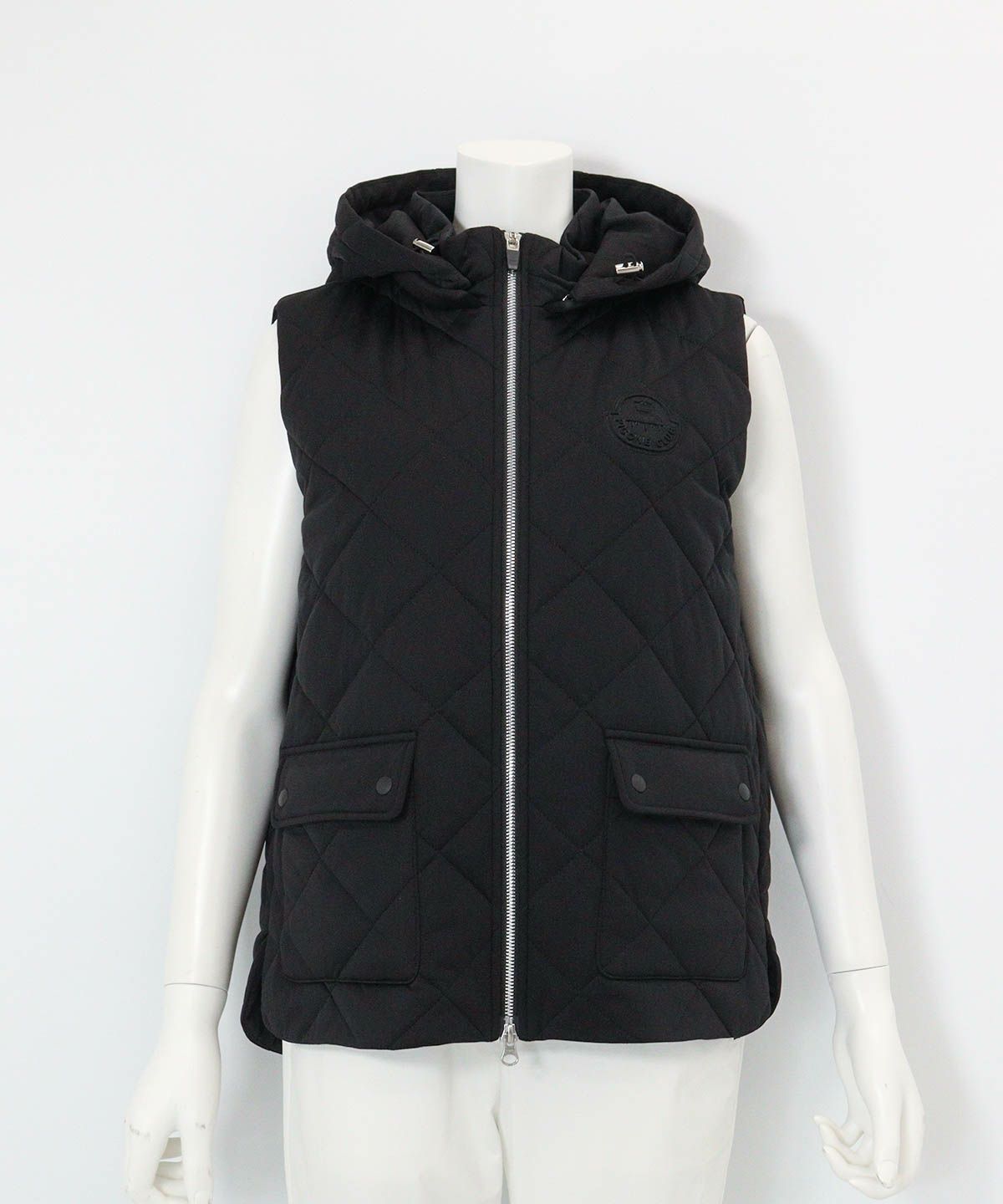 防風保温キルト中綿ジップベスト(ブラック)前
