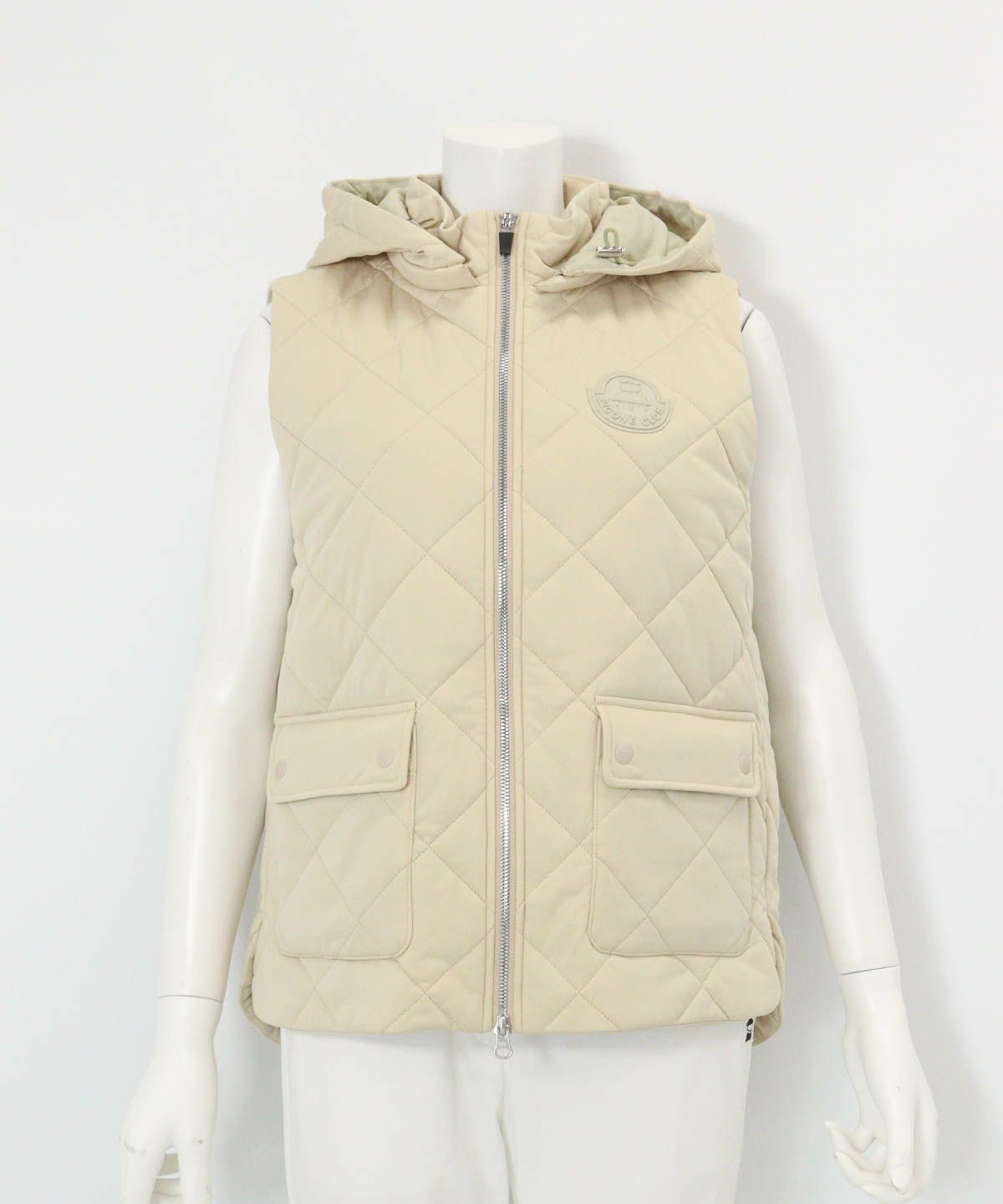防風保温キルト中綿ジップベスト(ベージュ)前