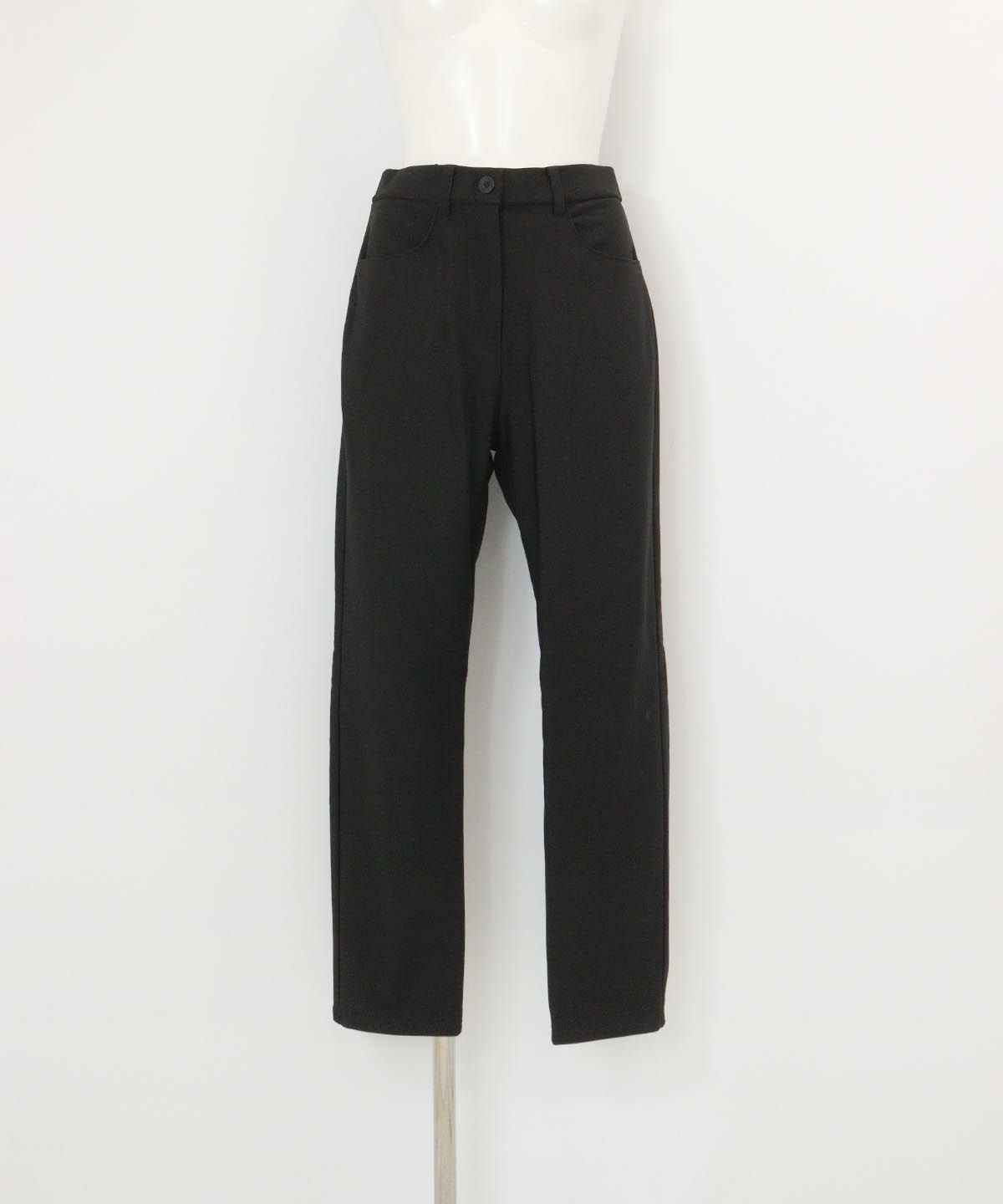 刺繍ポケット発熱裏起毛パンツ(ブラック)前