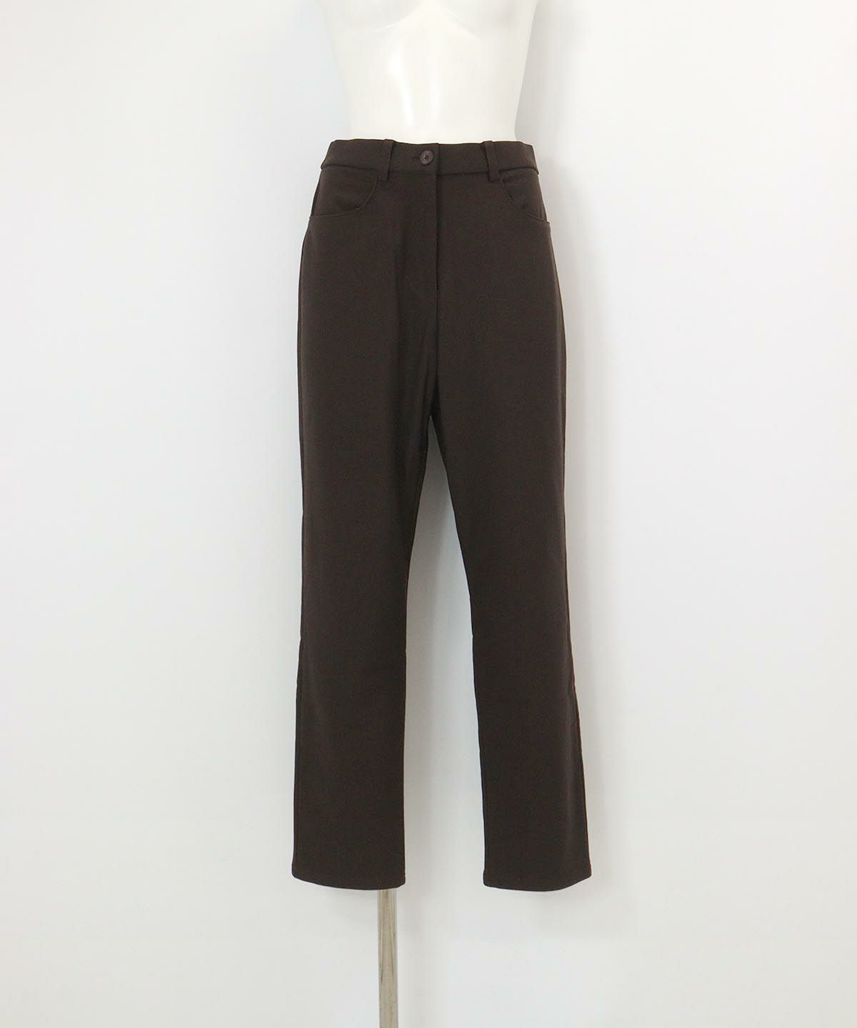 刺繍ポケット発熱裏起毛パンツ(ブラウン)前