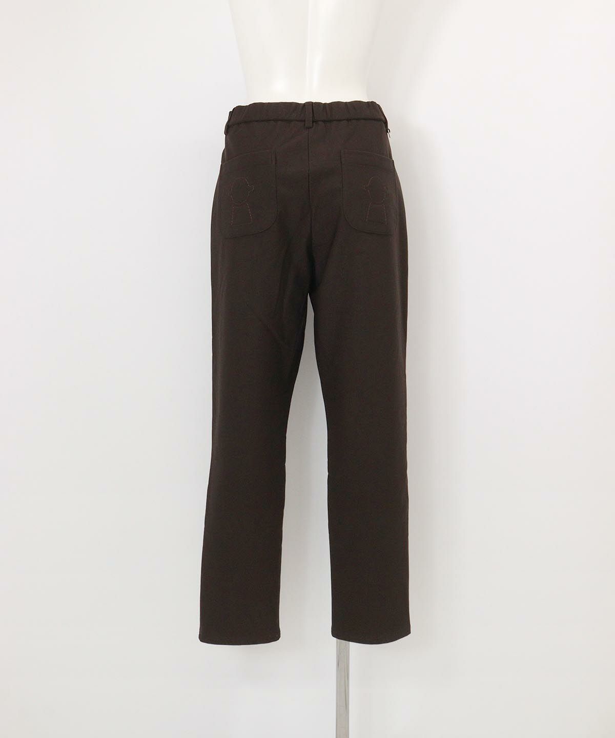 刺繍ポケット発熱裏起毛パンツ(ブラウン)後ろ