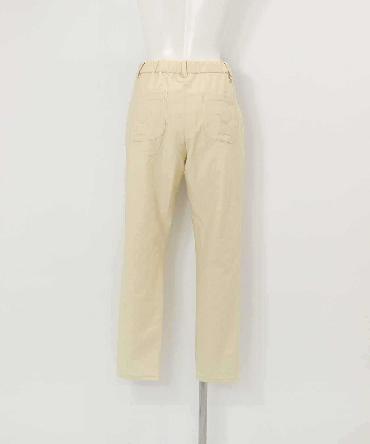 刺繍ポケット発熱裏起毛パンツ(ベージュ)後ろ