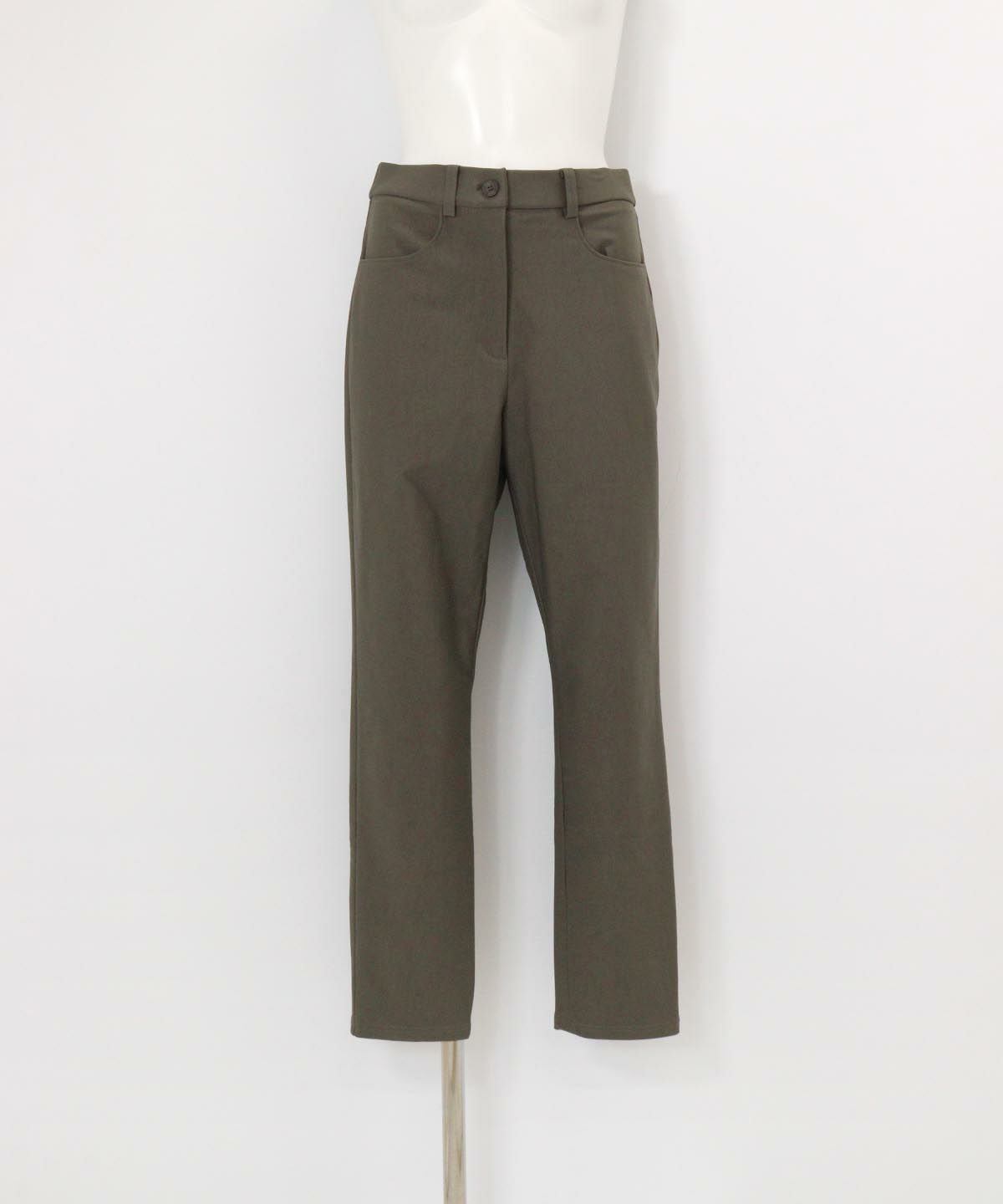 刺繍ポケット発熱裏起毛パンツ(カーキ)前