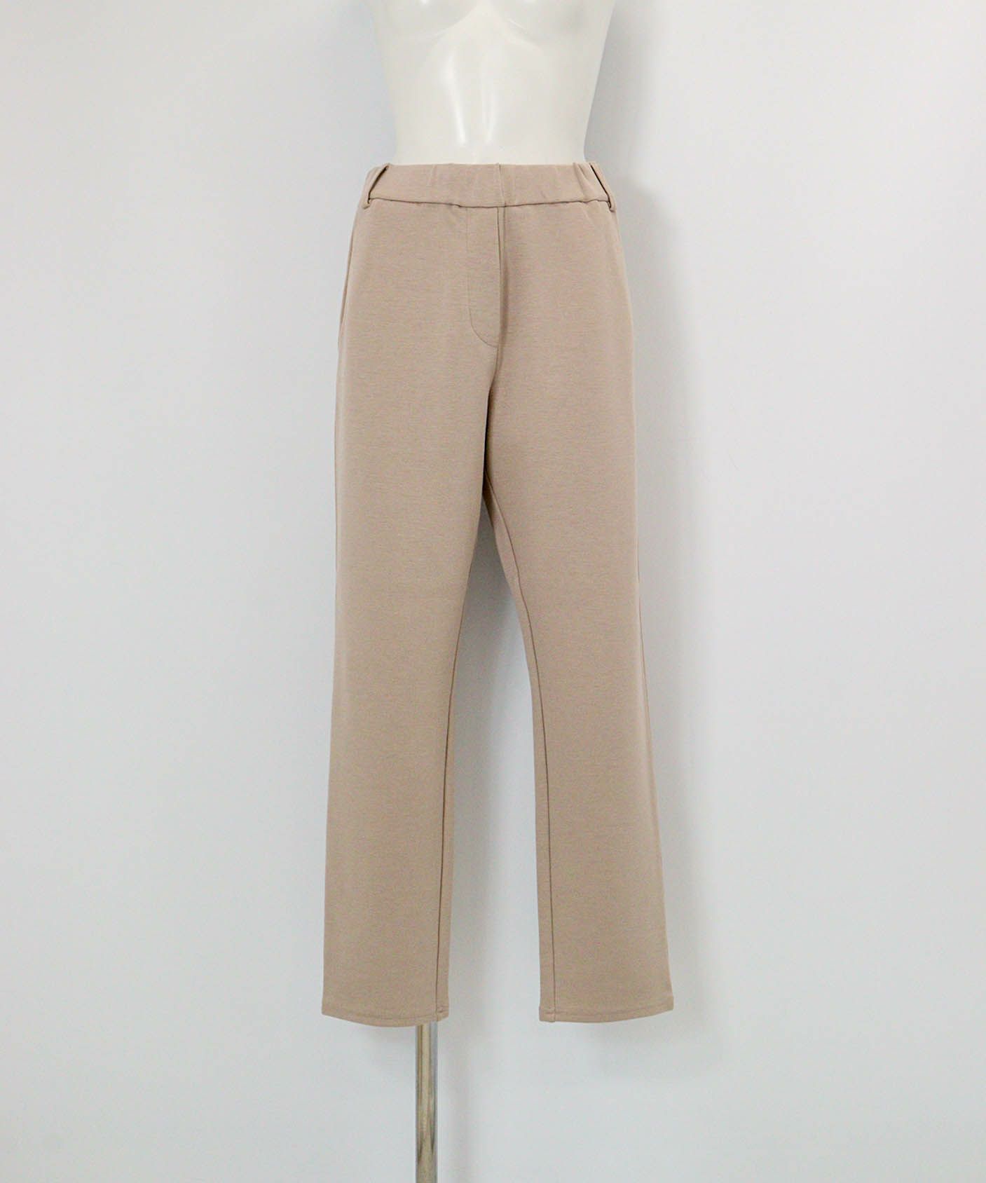 発熱保温モックロディジャージーパンツ(ベージュ)前