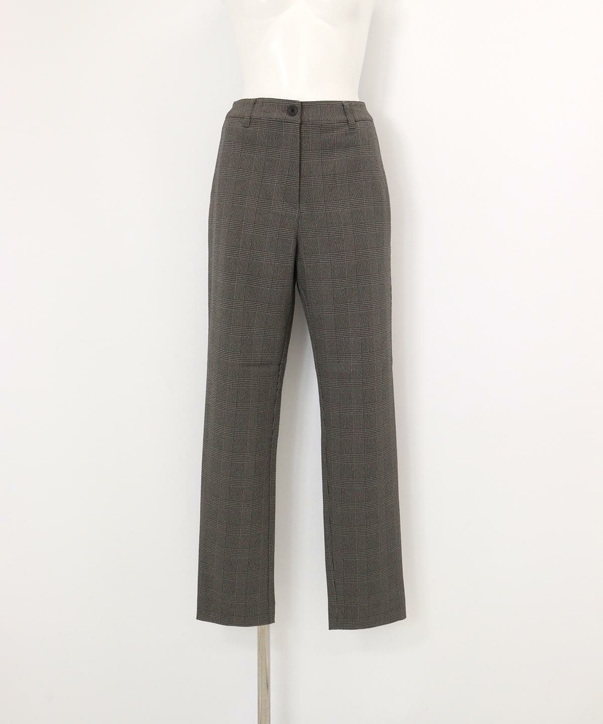 グレンチェック柄パンツ(グレー)前