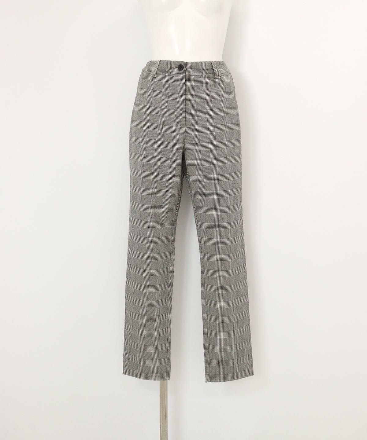 グレンチェック柄パンツ(ホワイト)前