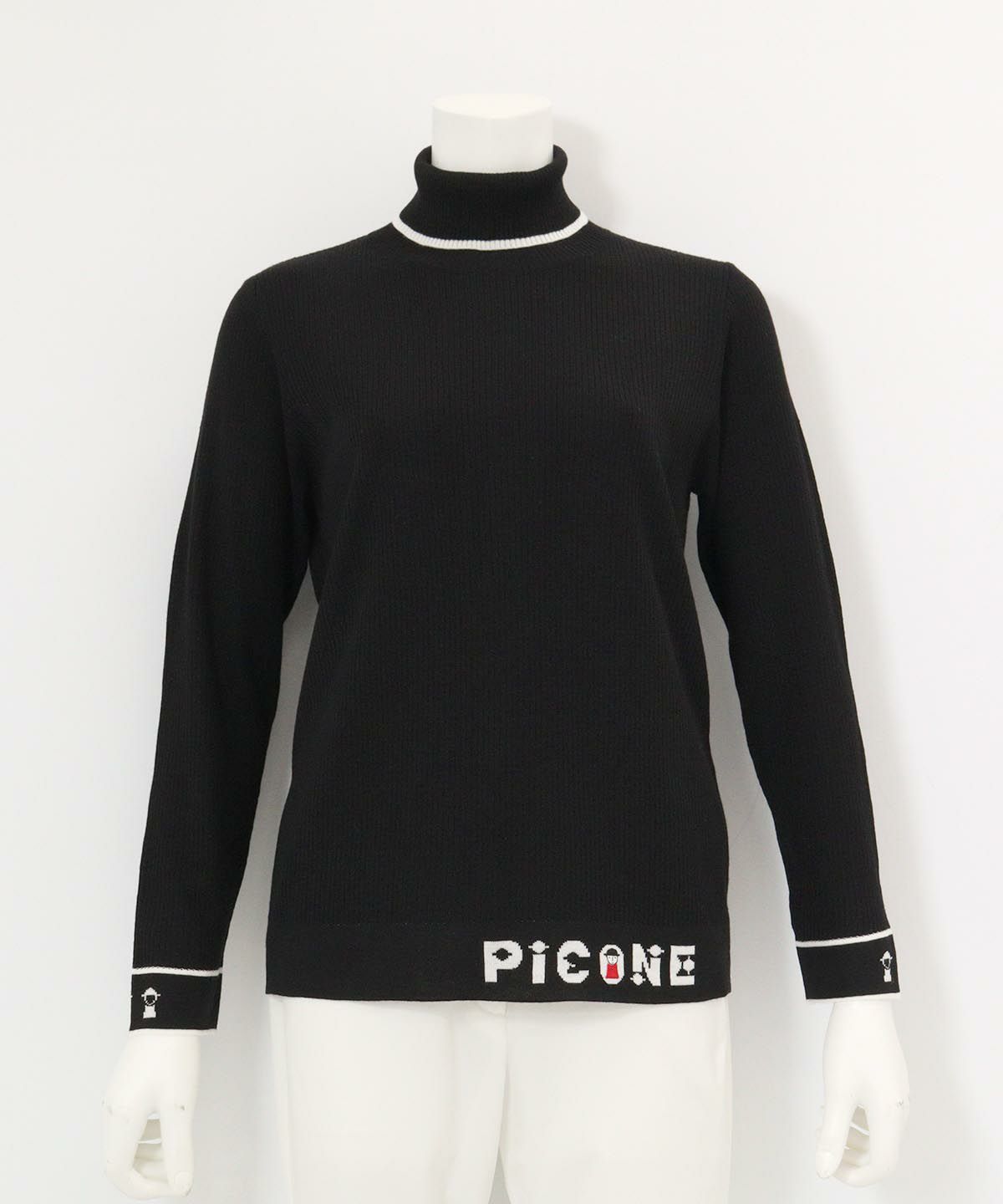 ハイネックリブニット（ブラック）